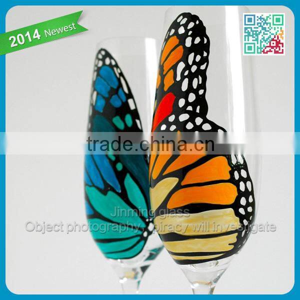 Butterfly Glass Champagne Flutes Personalized Painted Glass Goblet