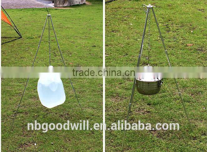 Ultra light outdoor three tripod, portable barbecue, camping tripod Pot Hanger