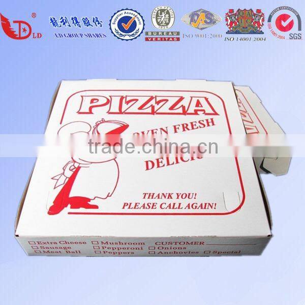 pizza box,carton cake box 2016 recycled paper food packing box customized logo pizza box