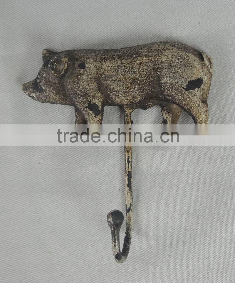 14B203SG Pig design decotative metal wall hanging hook