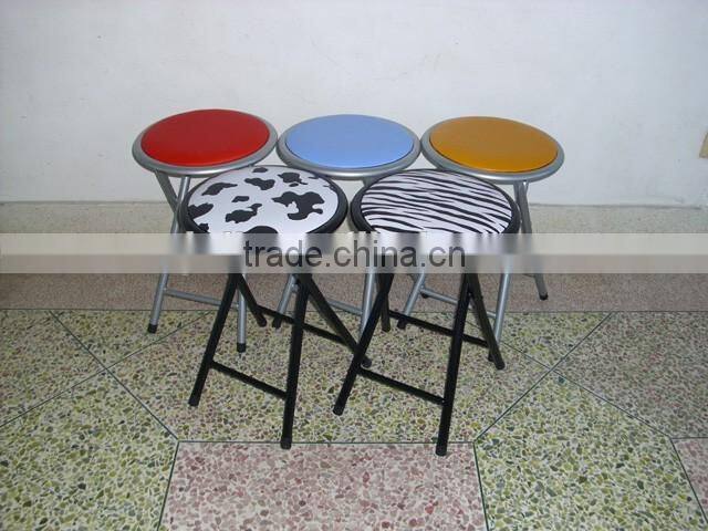 Living room furniture metal folding stool children chair with PVC cushioned seat