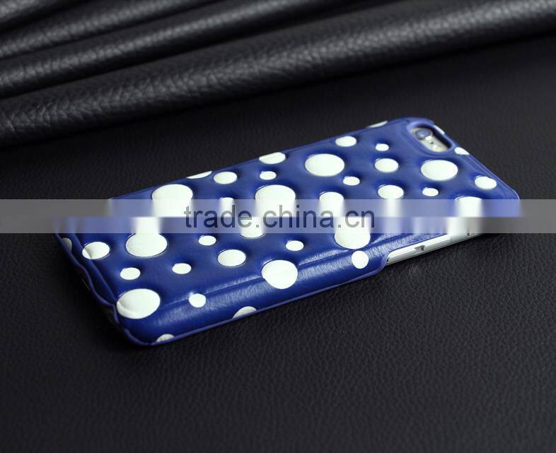 2015 Hot Selling Simple Back Cover, 3D Polka Dots Leather Case For iPhone 6