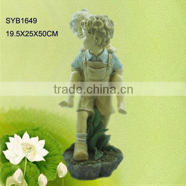 Hand carved outdoor children garden statue for sale.