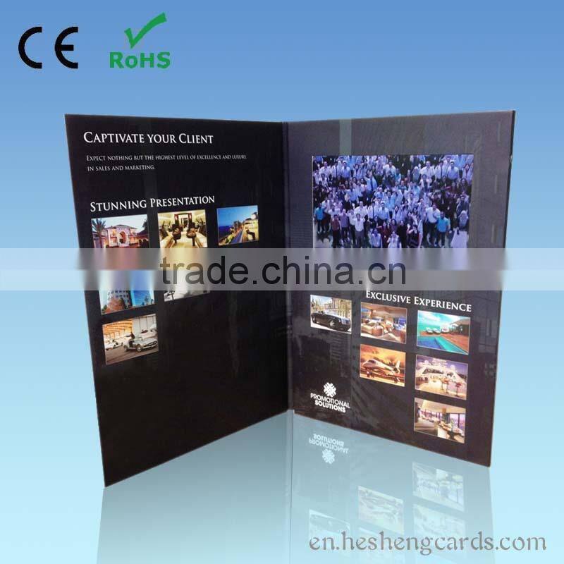 7 inch customized printing video brochure card for gift ,invitation ,business
