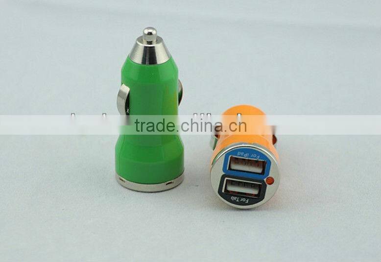 Best Selling Dual USB 2.1+1A car charger bullet mini car charger for mobile phone