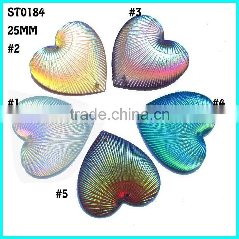 Garment Loose Rhinestone Beads ,25mm Heart Sew On Rhinestone ,Resin Rhinestone