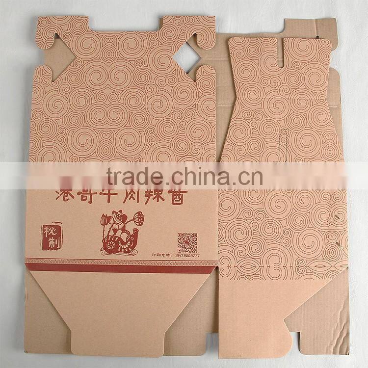 Vellum paper packaging box made by packaging company for cooking confiments chilli sauce