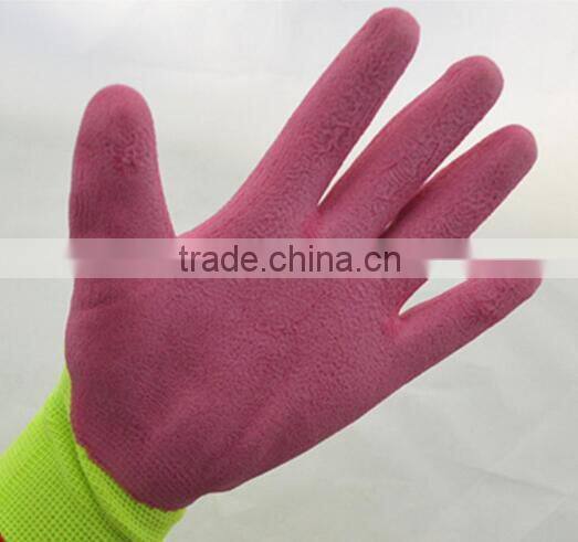 10g High quality pink Latex Foaming Coated Gloves