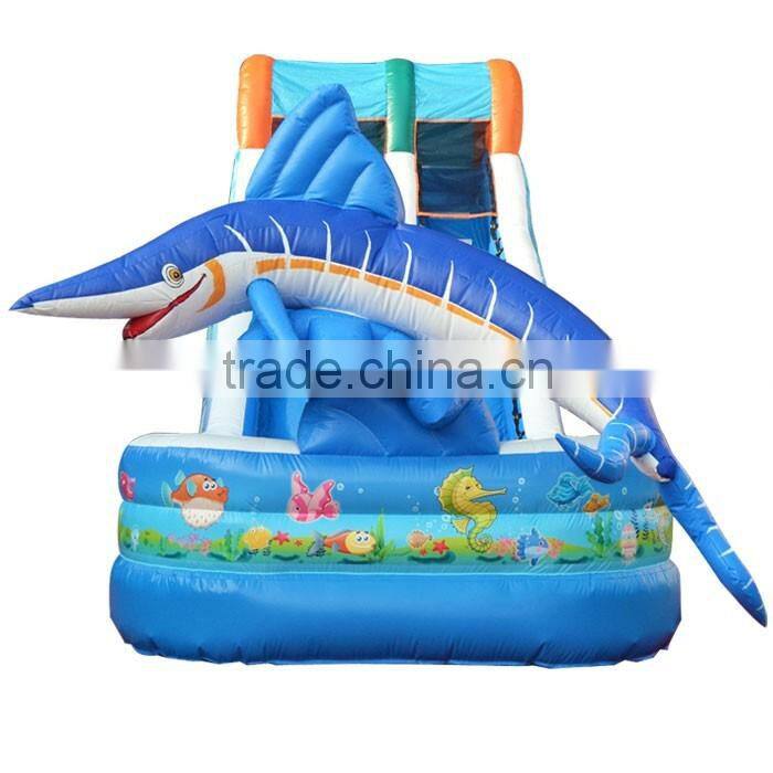 big fish attack outdoor sports equipment air trampoline prices, adult and baby inflatable used water slide for sale