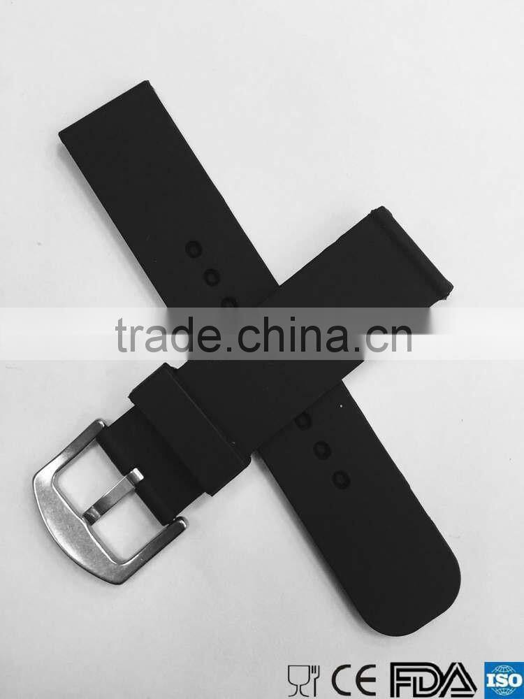 22MM Black Silicone Rubber Sport Watch Bands Straps