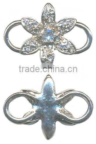 1.5MM 3MM Clear Cystal Rhinestone Flower Connector Rhodium Metal Belt Buckles