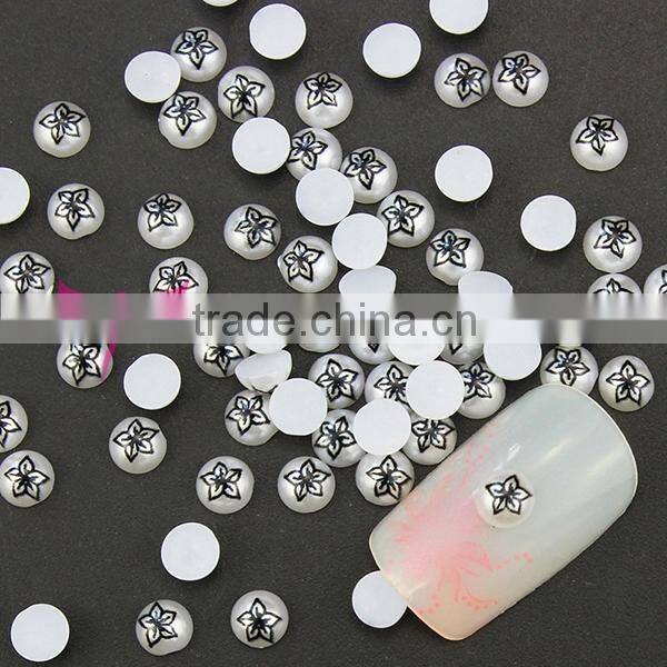 2015 July new nail product semi-circle printing pearl nail art decoration