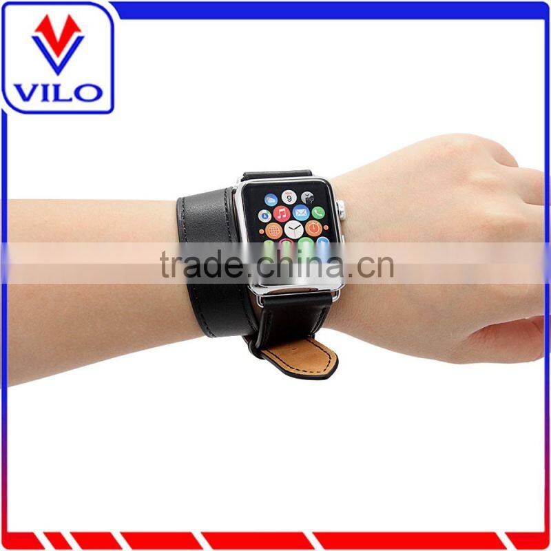 The Wholesale Extra Long Genuine Leather Band Double Tour Bracelet Leather watchband for Apple Watch