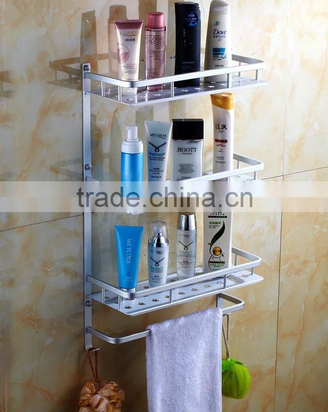 Space aluminium material 3-tier Wall fitting shelf for shower/bathroom accessories