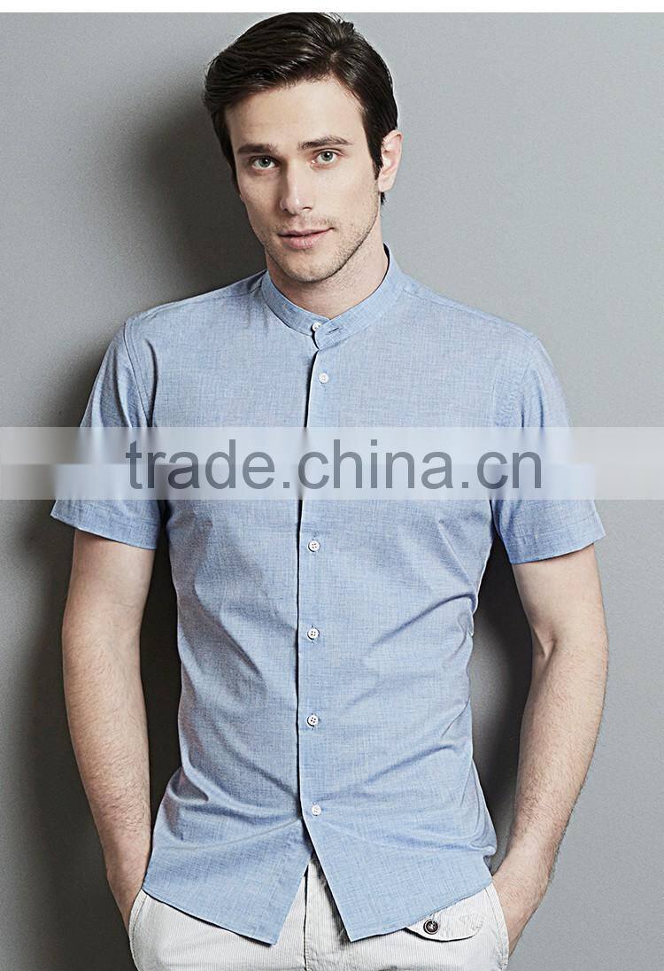 Men's Casual Business Short Neck Short Sleeve Cotton Shirts