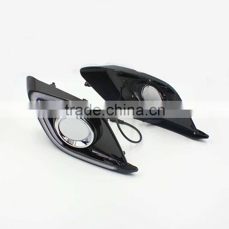 car led fog day lamp cover with yellow turn signal light drl led daytime running light for mazda 3 axela