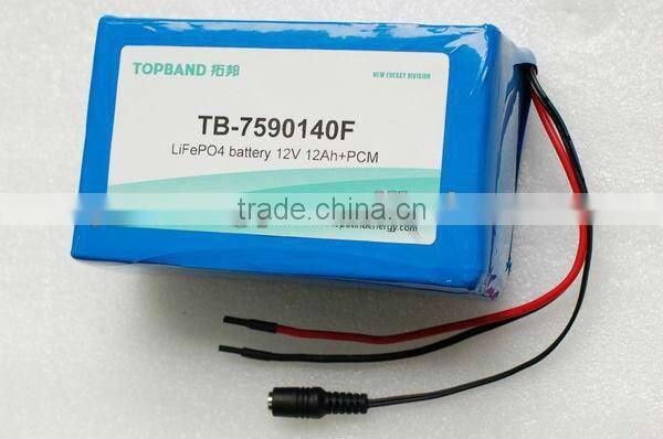 2012 New LiFePO4 Battery TB-7590140F 12V 12AH with PCM used for Robots