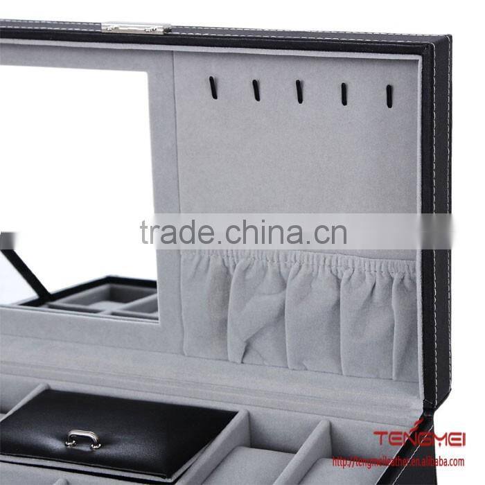 Leather Jewelry Box Watch Organizer, Watch Box with Jewelry Display