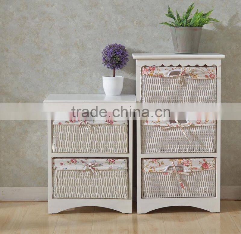 Wooden Storage Cabinet With Rattan/Wicker Drawer