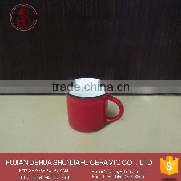 Archaize Nostalgia Style Ceramic Red Enamel Cup