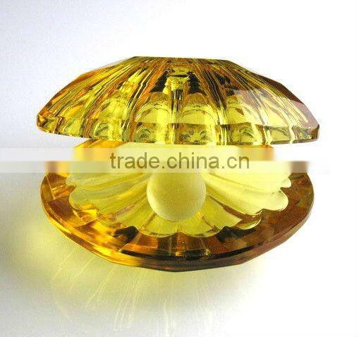 Pink Crystal Shell with Pearl for wedding favors, Valentine's Day Gift