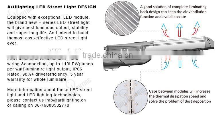 High power meanwell bridgelux led chip 180W led street light 100-120lm/w