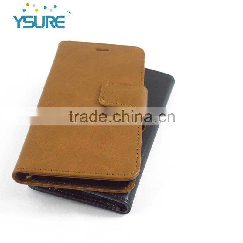 Various Color High Quality PU Leather Flip Wallet Phone Case For iPhone 7 with card slots