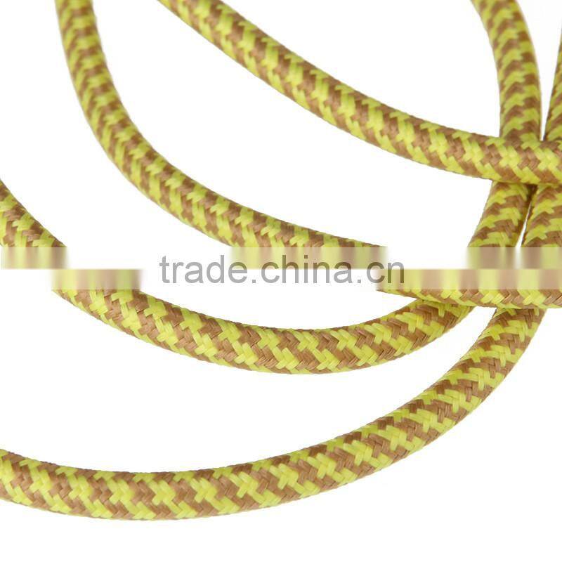 5M/16FT Yellow & Brown Cloth Braided Tweed Guitar Cable Cord