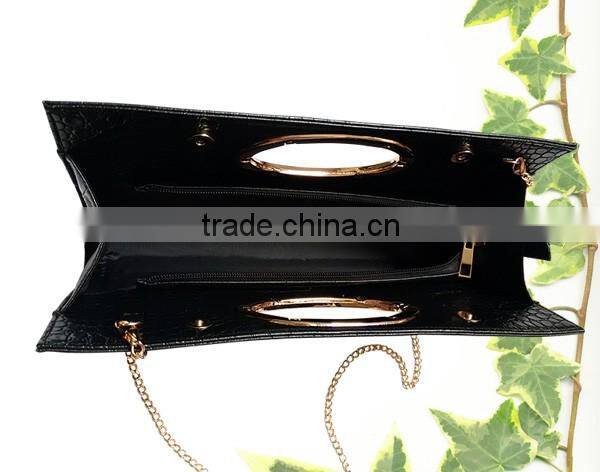 Luxury style crocodile genuine leather single shoulder bag with chain shoulder for women