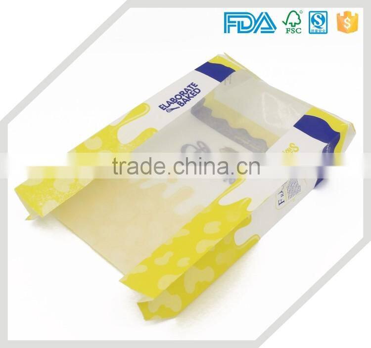 Food grade greaseproof croissant packaging kraft paper bag with clear window