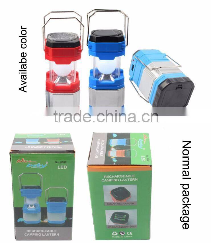 solar power rechargeable LED camping lantern