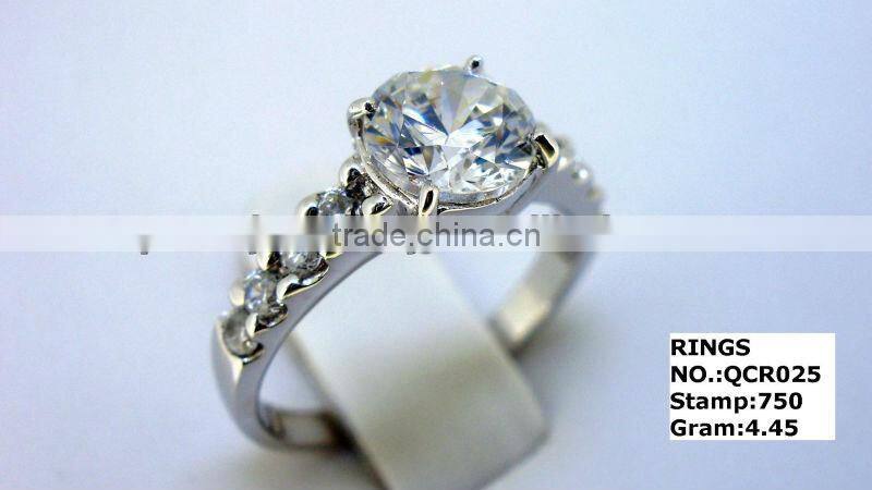 QCR025 quality CZ ring designs,silver 925 rings in rhodium plating