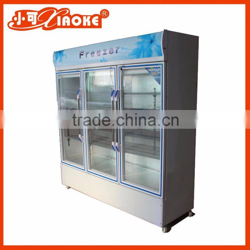 Christmas sale fridge 3 glass showcase display refrigerator
