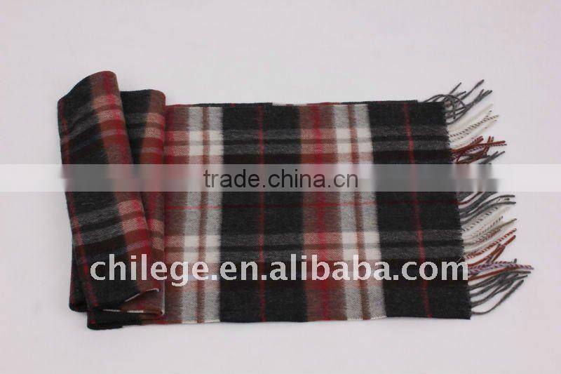 men checked wool scarf/men checked cashmere scarf