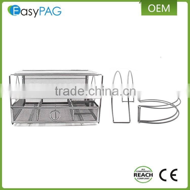 Wholesale multifunction metal wrought iron mesh office desk magazine rack