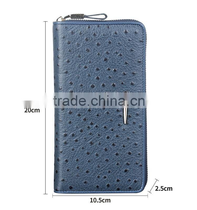 QIALINO RFID Blocking Wallet Luxury Ostrich Leather brand wallet handbag