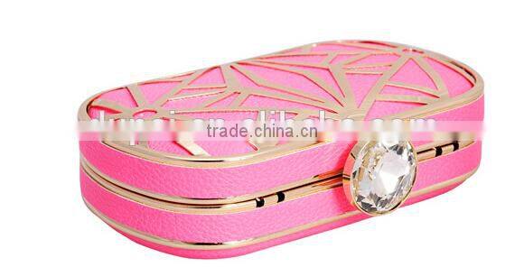 2014 metal mesh and leather evening bags fashion clutch Evening Bag