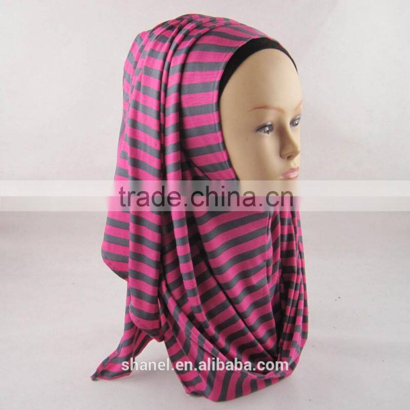 hot sale cotton stripe scarf muslim hijab