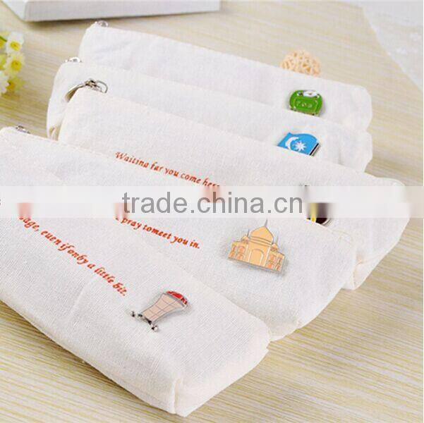 wholesale clear customized pattern unbranded white canvas cheap promotional pencil case
