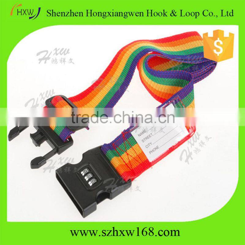 New adjustable colored nylon luggage strap with lock