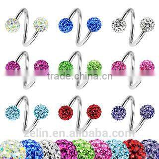 epoxy crystal ball twister piercing body jewelry