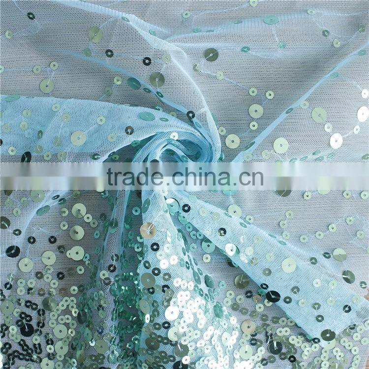 100% polyester embroidered sequins lace for wedding dress/ball gown