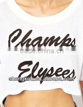 2013 high fashion design women summer Champs Elysees Cropped T-Shirt crop tops and blouse printed tops and blouse shkz 79