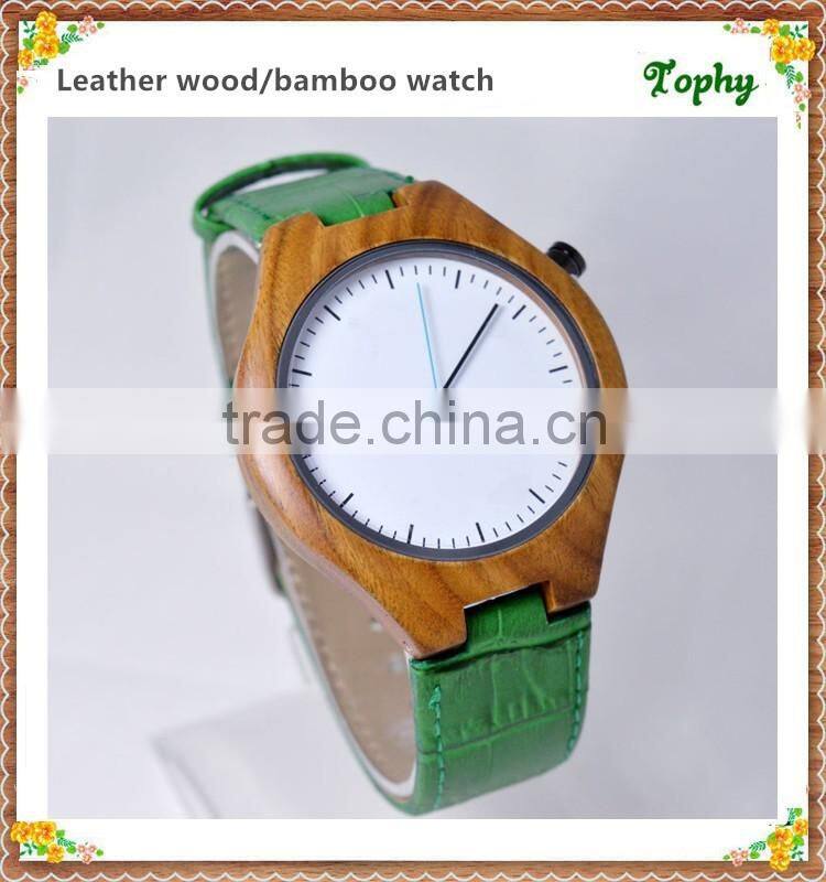 Trade Assurance Bamboo Wooden Watches 2016 New Products Men's With Genuine Leather Band Luxury
