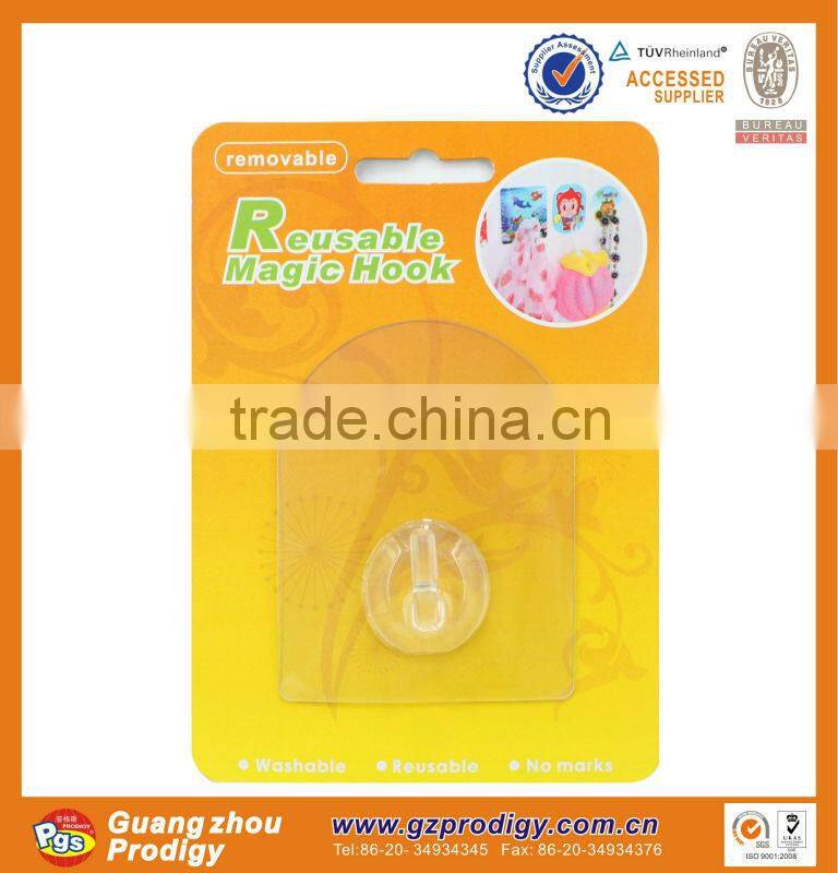 Adhesive reusable magic hooks with PVC
