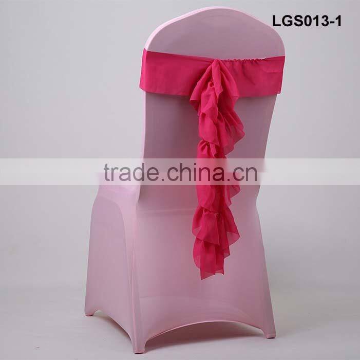custom fancy fuschia chiffon chair sash for weddings