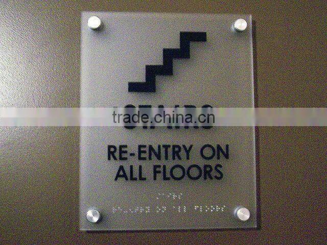 30x8 frosted wall mounted acrylic directional sign with digitally printed text