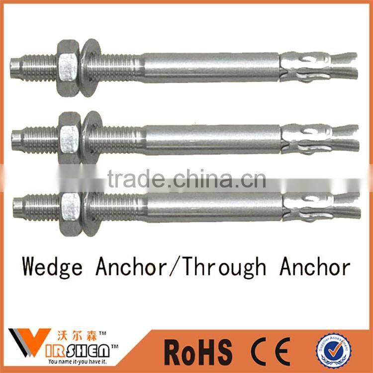 Carbon steel MS Anchors M10*100 wedge anchor through bolt