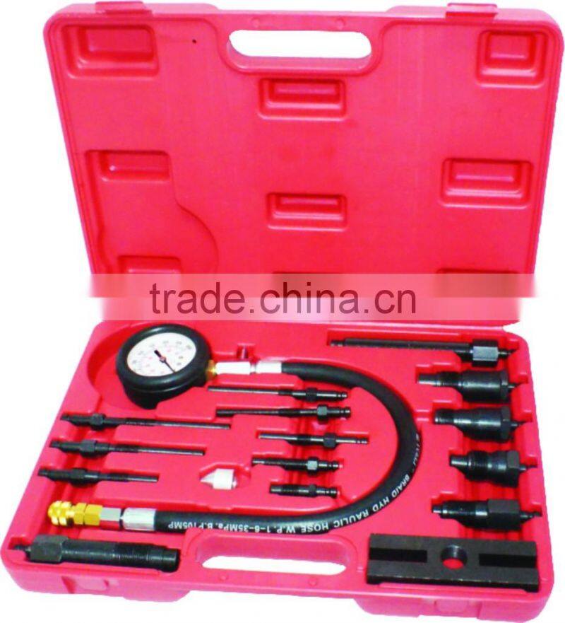 17 PIECE PRO DIESEL ENGINE CYLINDER COMPRESSION TEST TESTER KIT & GAUGE