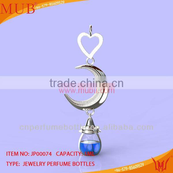 Glass Jewelry Moon & Heart Shape Necklace Glass Bottle
